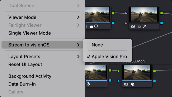 Stream directly to DaVinci Resolve to Vision Pro