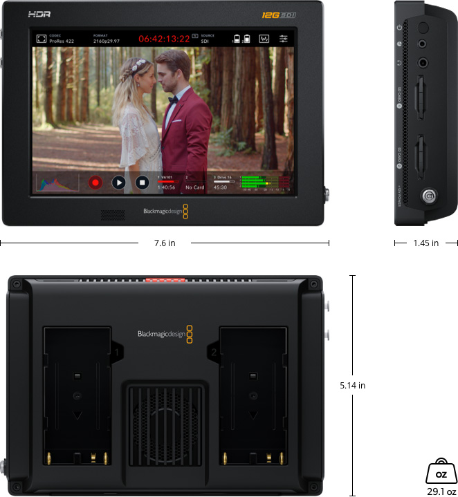 Blackmagic Design Video Assist 7-inch 12G HDR Portable Monitor, Recorder,  Scope, and Viewfinder