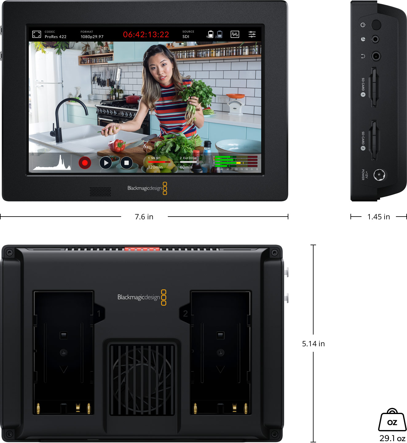 Nitze Kooi Kit voor Blackmagic Video Assist 5 12G/Blackmagic Video Assist 5 3G met zonnekap, HDMI en USB-C kabelklemmen - JT-B01B Nitze Kooi Kit voor Blackmagic Video Assist 5 12G/Blackmagic Video Assist 5 3G met zonnekap, HDMI en USB-C kabelklemmen - JT-B01B