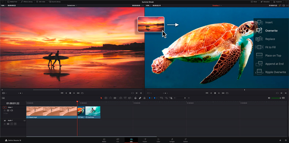 blackmagic davinci resolve clip editor