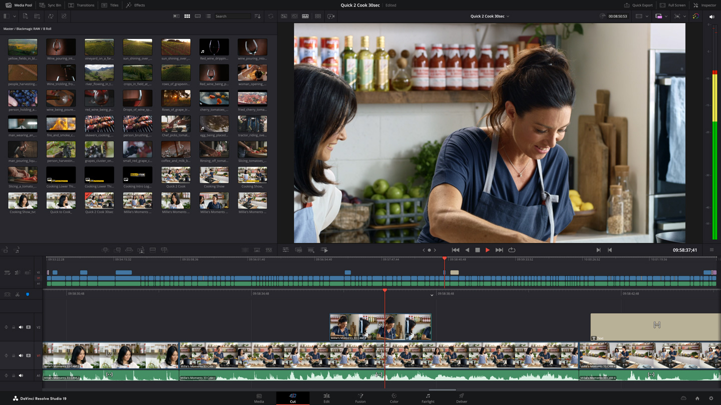 Cut page di DaVinci Resolve 19