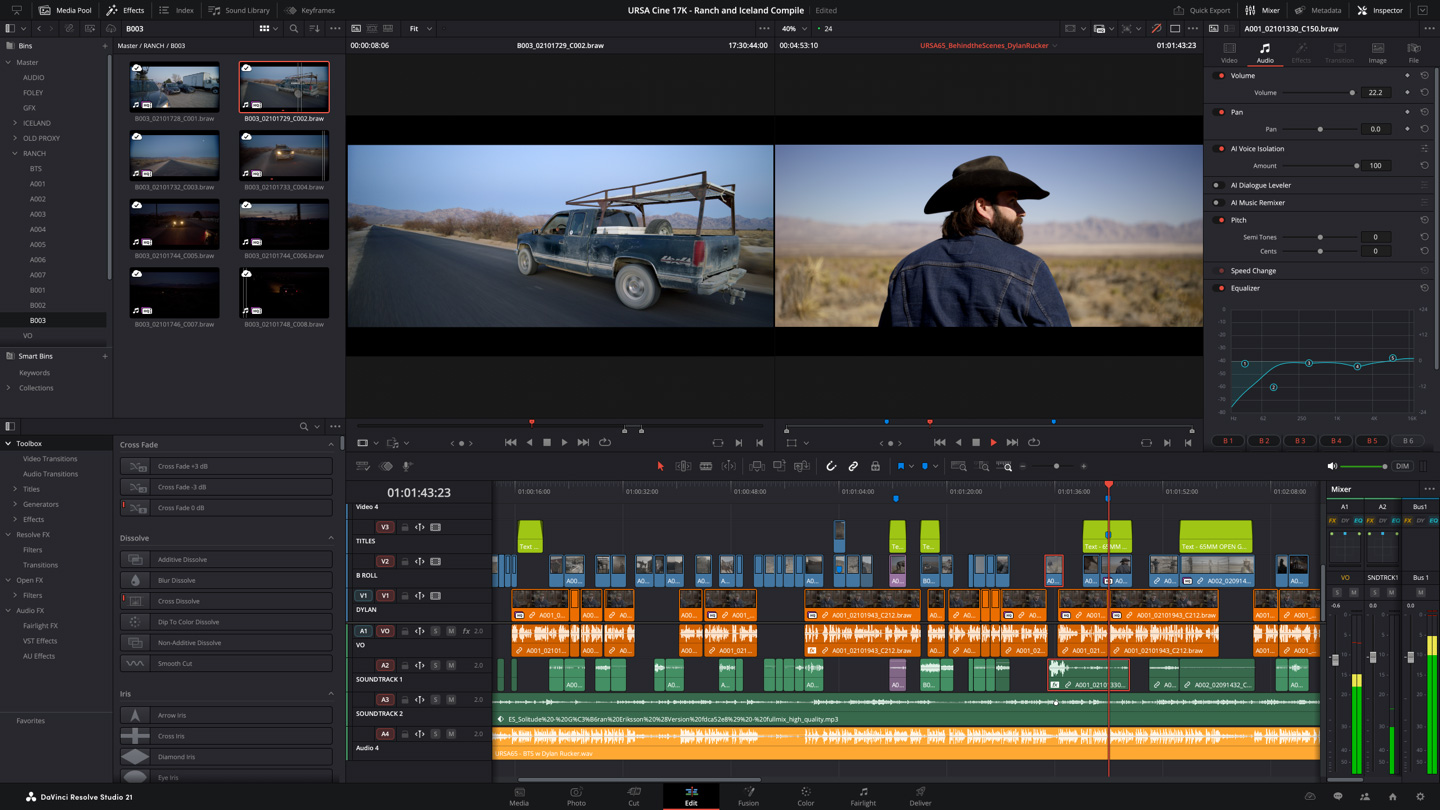 DaVinci Resolve Edit 頁面