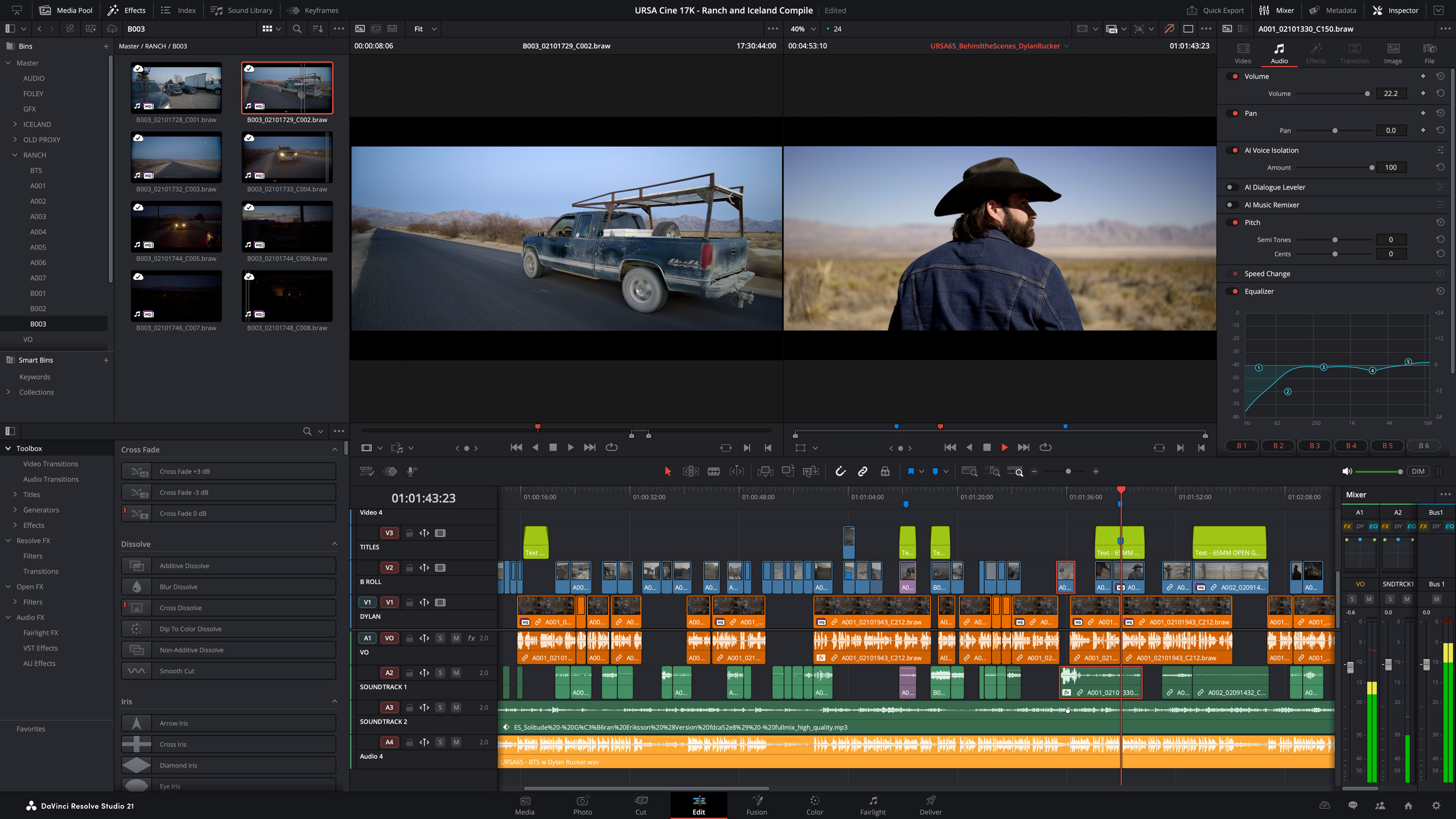 DaVinci Resolve Edit sayfası
