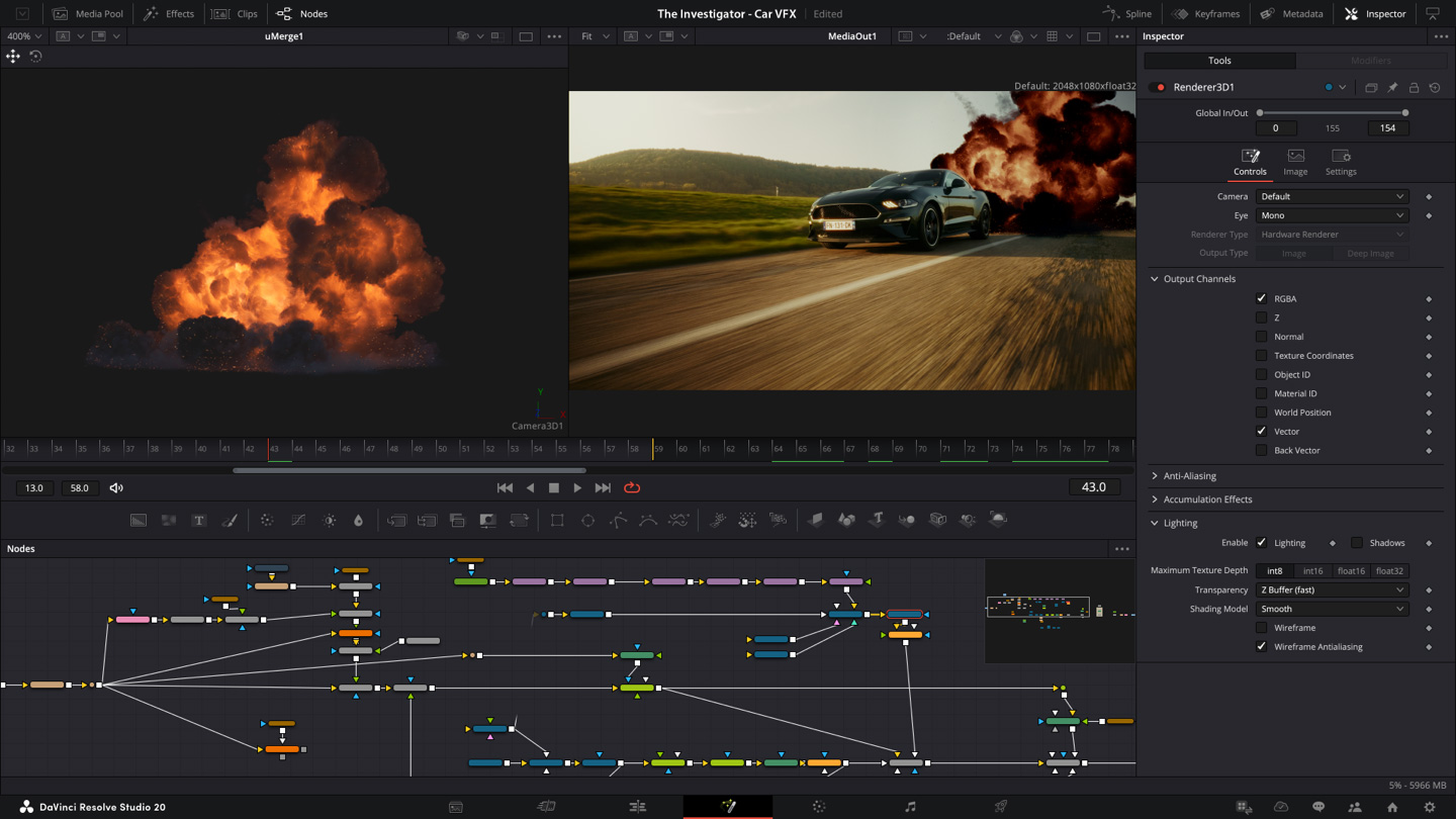 DaVinci Resolve 19 Fusionページ