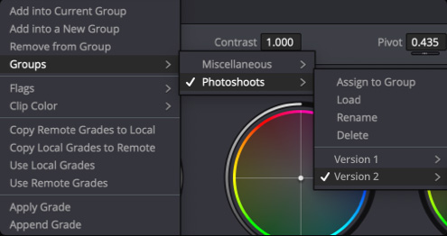 Group Color Grade Versions