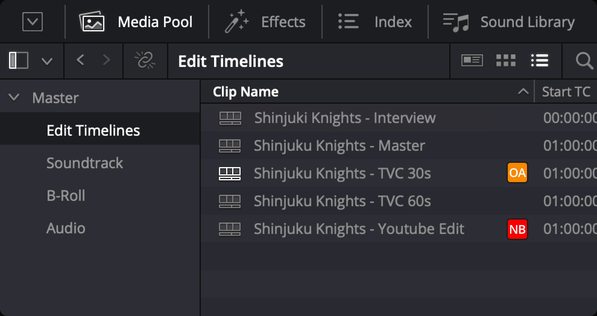 Timeline Locking within Bins