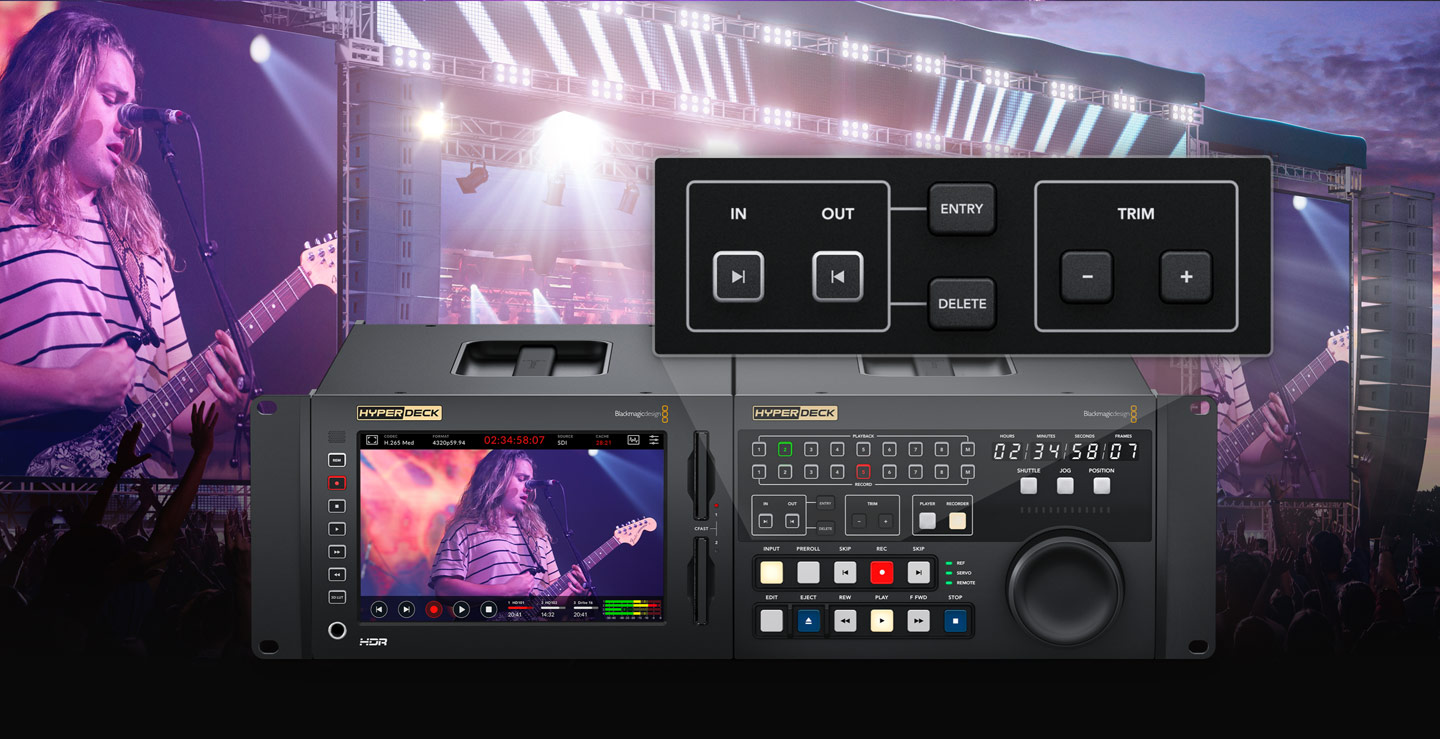 Tombol timecode entry, In Out point dan kontrol editing HyperDeck Extreme Control