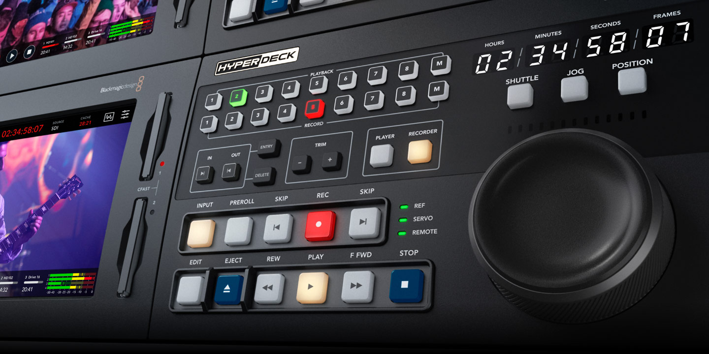Blackmagic Design HyperDeck Extreme Control untuk mengendalikan hingga delapan broadcast deck