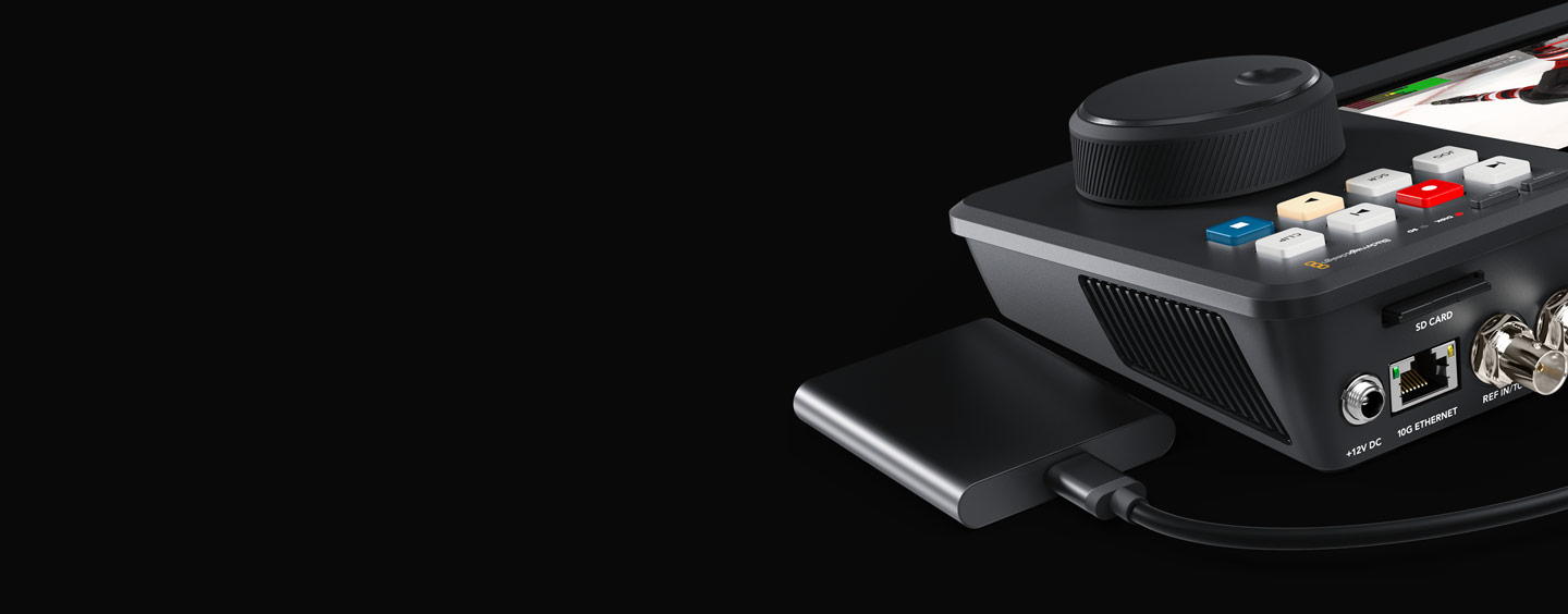 Koneksi HDMI, Ethernet dan USB-C pada Blackmagic Design HyperDeck Shuttle HD