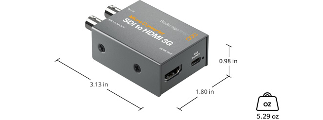 Blackmagic Micro Converter SDI to HDMI 3G wPSU Dimensions
