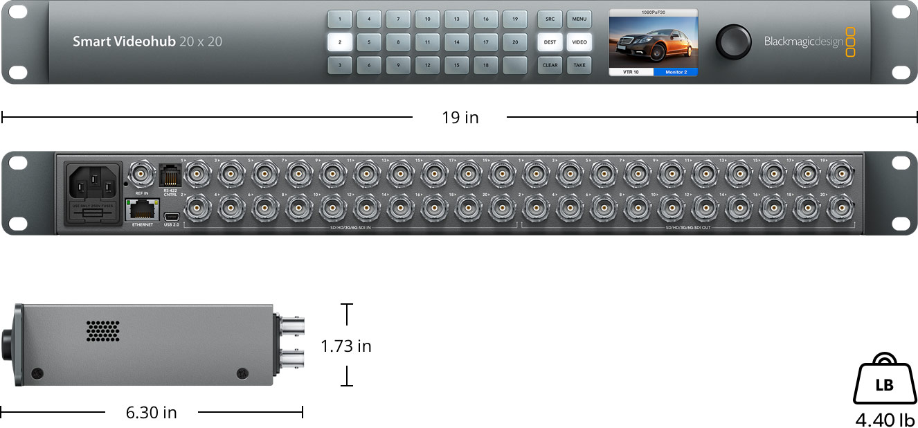 Blackmagic Smart Videohub 20x20 - OPEN BOX - VHUBSMART6G2020 - BMD HD ...