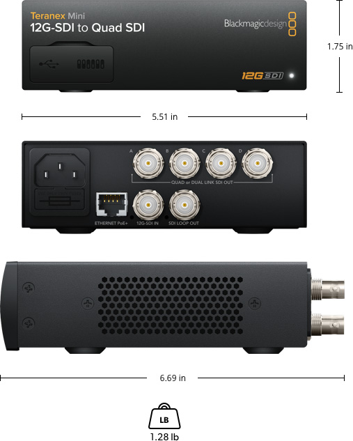 Teranex Mini 12G-SDI to Quad SDI