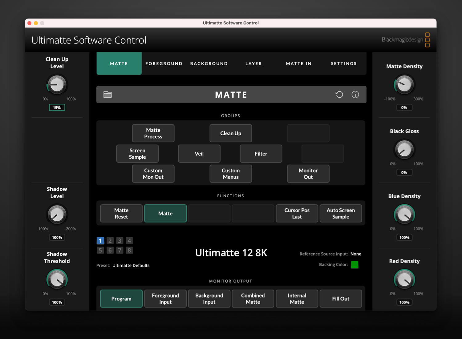 Blackmagic Ultimatte12 User Manual Ultimatte Software Control – JPNQ