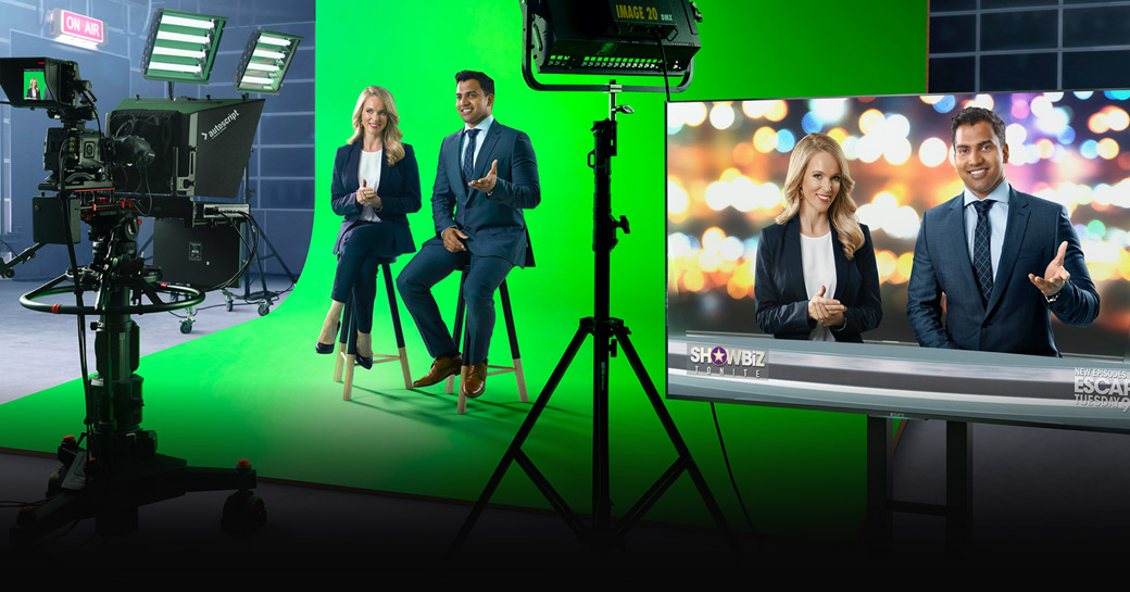 124 HD News TV Virtual Studio Green Scre, Stock Video